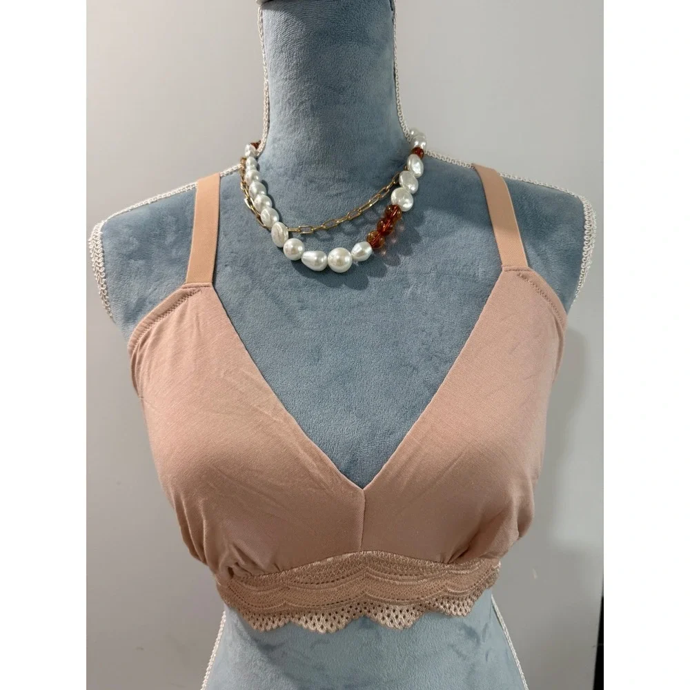 Cosabella Ceylon Modal Curvy Bralette Nude Beige Wireless Lounge Bra XL - Picture 4 of 12
